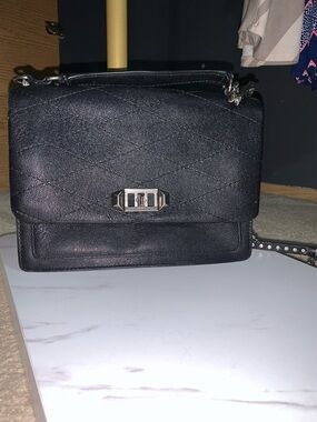 Rebecca Minkoff Black Quilted Crossbody with Silver Hardware